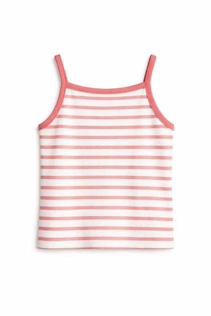 Майка H&M 1275382 Смужки 110-116 см Білий/Рожевий