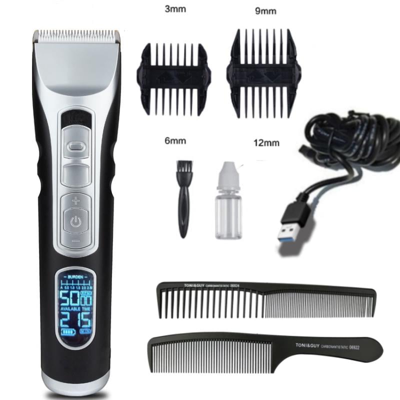 Машинка для стрижки волосся Hair Clipper акумуляторна з дисплеєм 2 насадки 2 гребінці Чорний (3309510) - фото 6