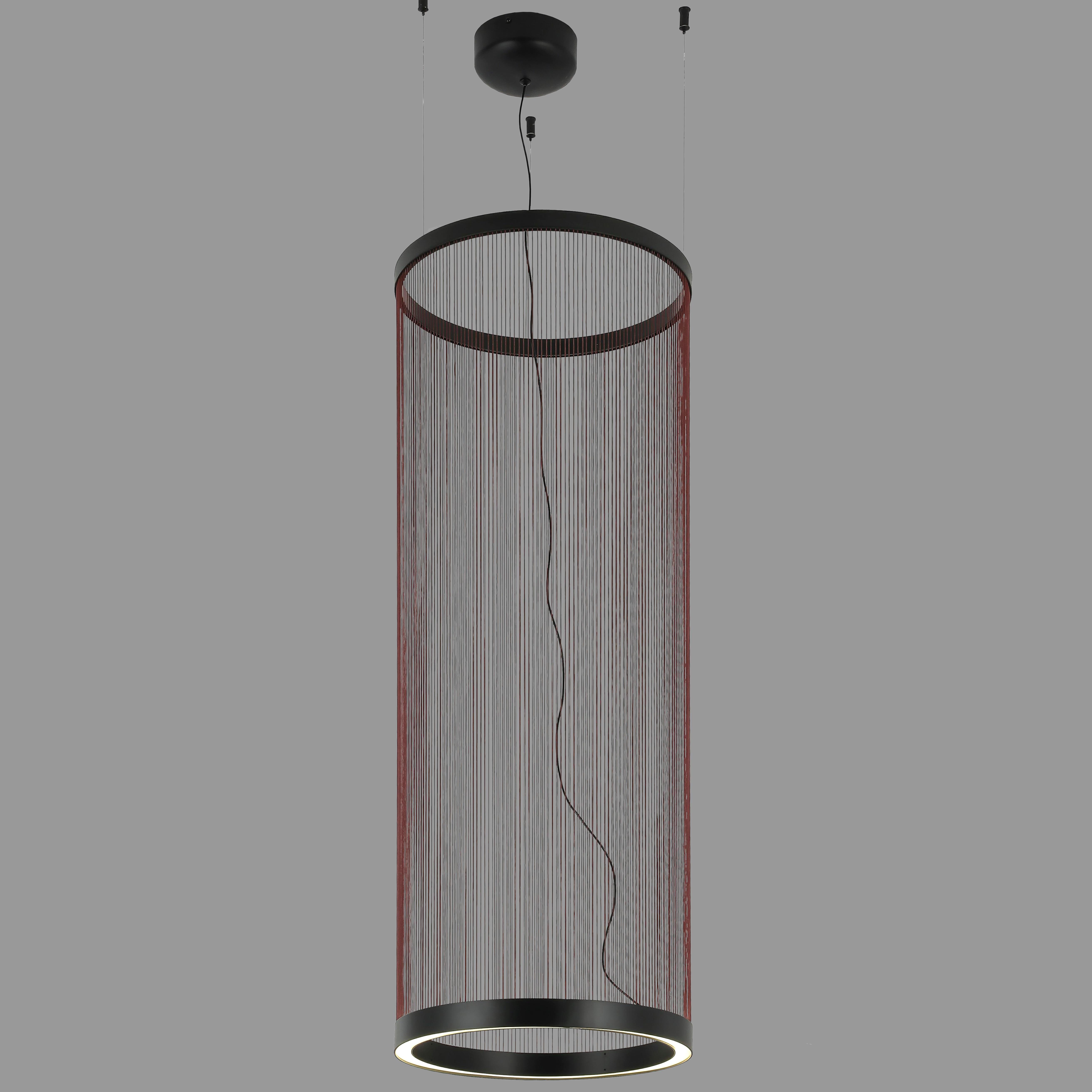 Люстра дизайнерская Array с коричнево-красных ниток 28W Черный (92-D1330)