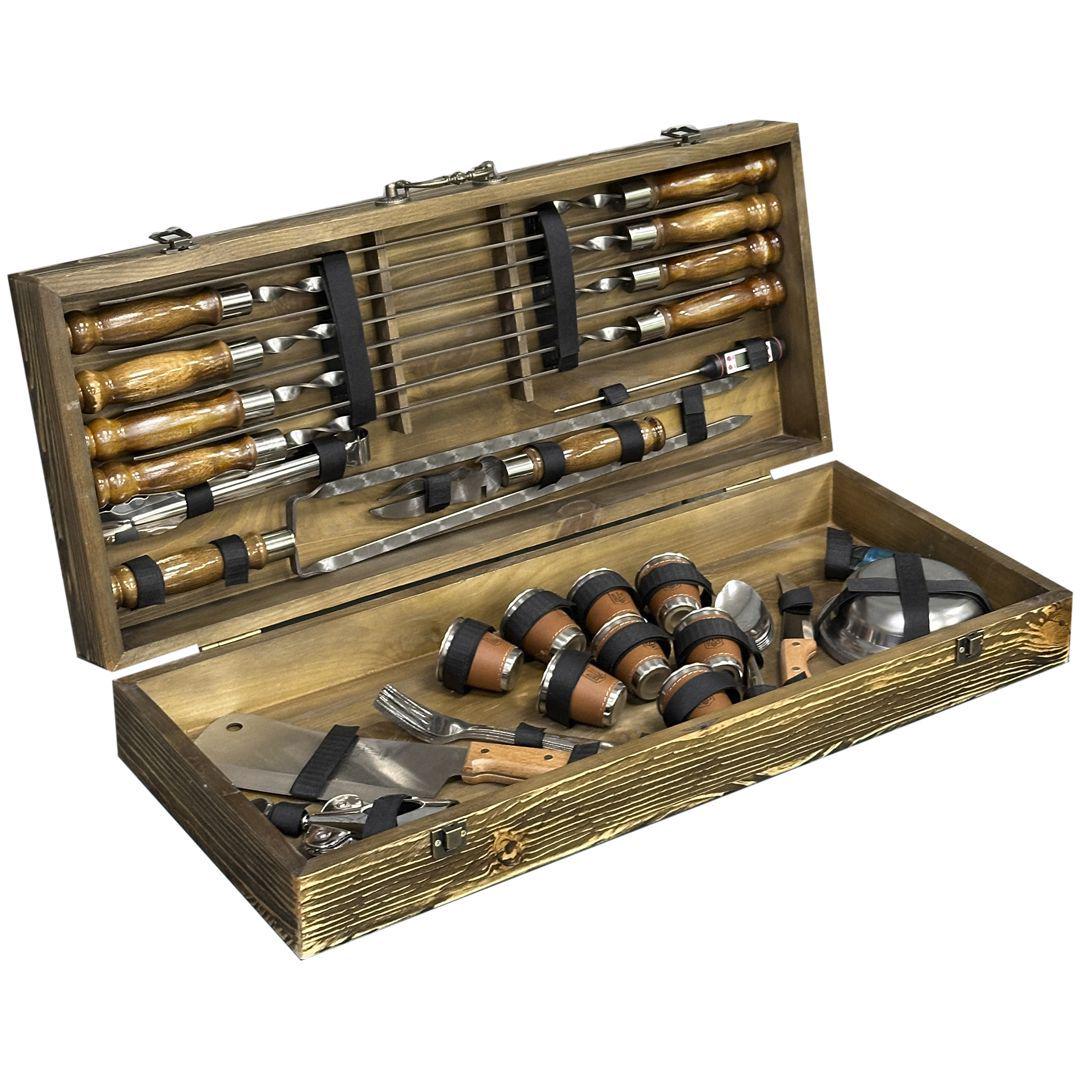 Подарочный набор шампуров в деревянном кейсе Mzavod Магнат 48 предметов Светлое дерево (147-17-1190910000852)