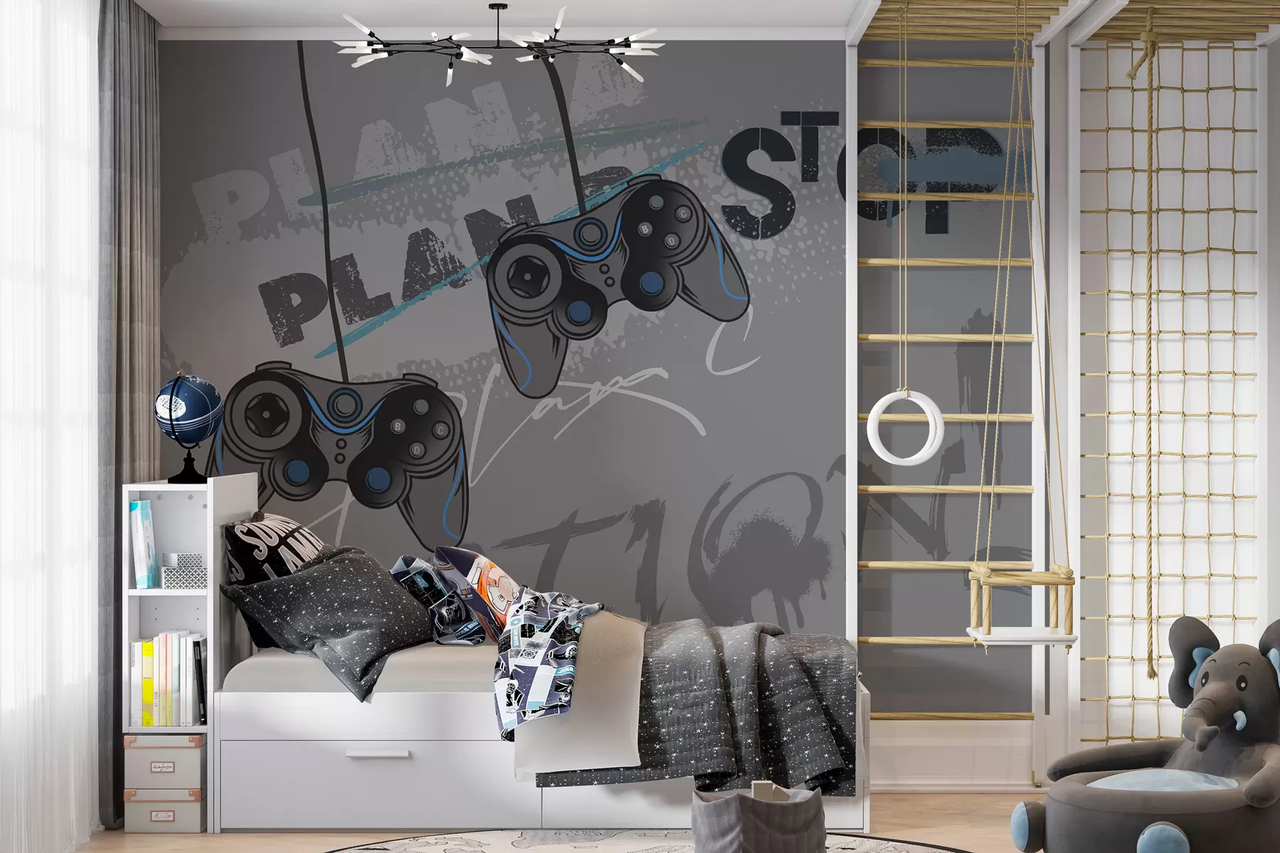 Фотообои флизелиновые Styleo Игровые джойстики w00829v1 400х250 см Серый