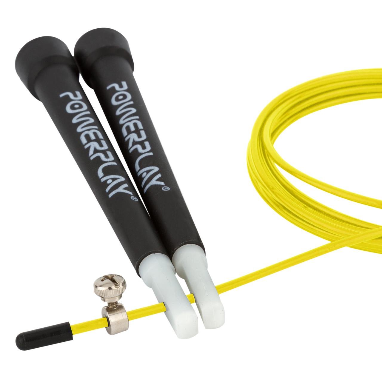 Скакалка скоростная PowerPlay 4202 Ultra Speed Rope 2,9 м Желтый - фото 2