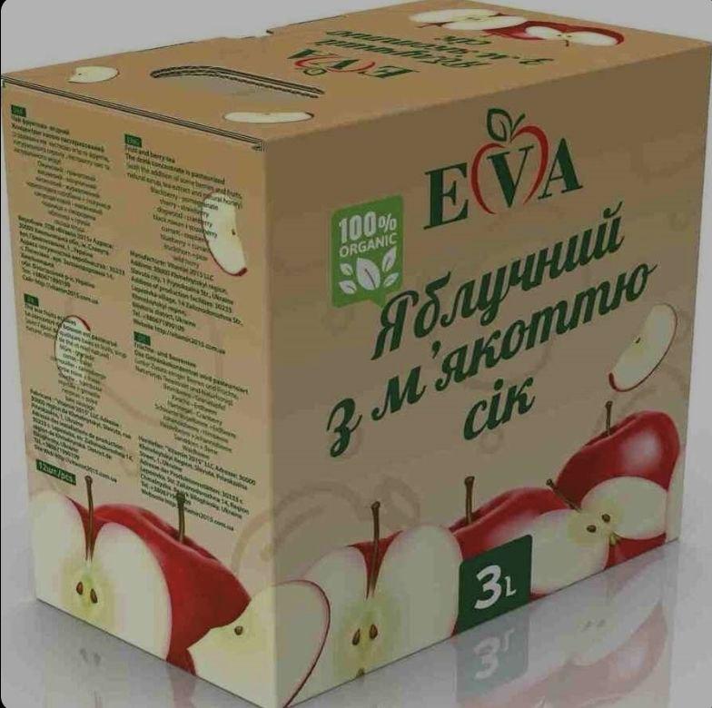Сок яблочный пастеризованный бег ин бокс 3 л (4820285340037)