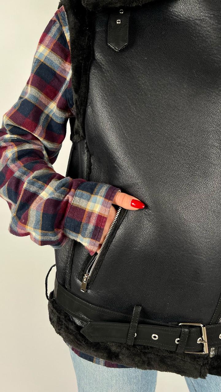 Дублянка жіноча Бренд #800-03 L Чорний (23918488) - фото 5 Дублянка жіноча Бренд #800-03 L Чорний (23918488) - фото 5