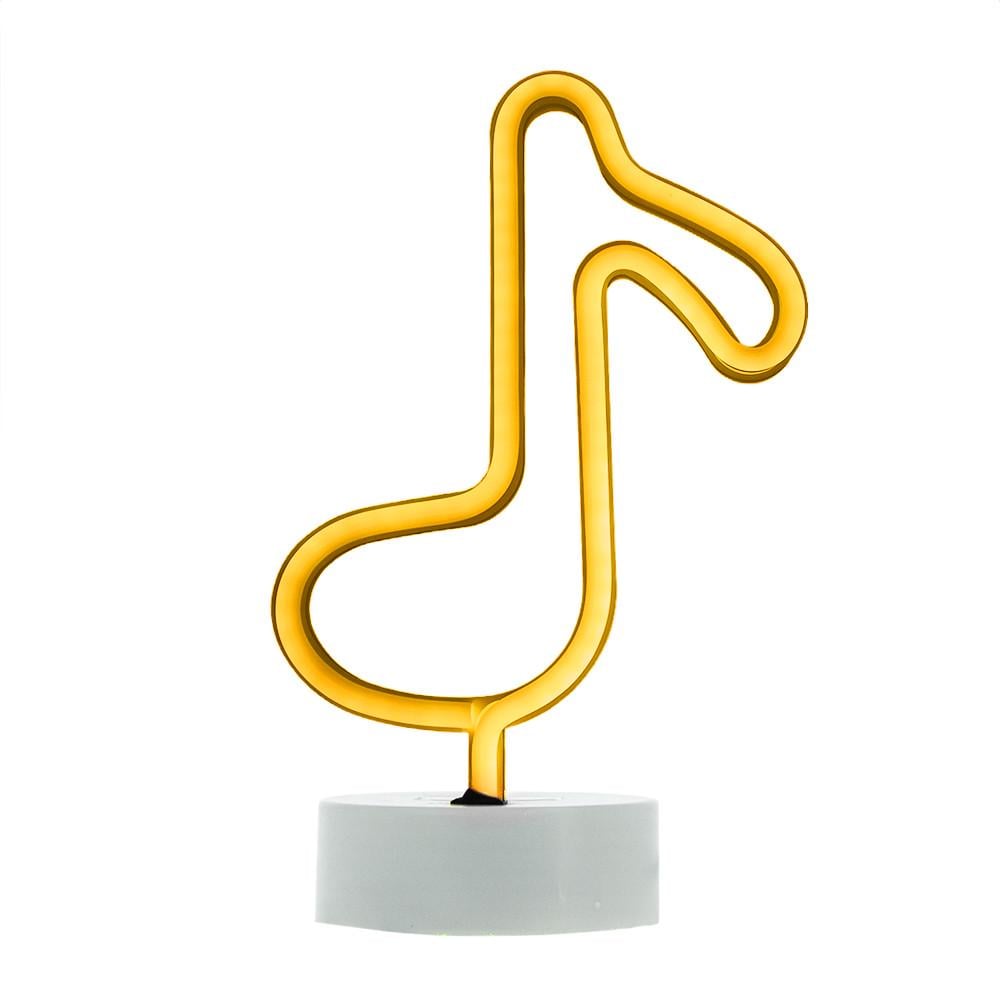 Настольный неоновый светильник Нота на подставкена батарейках/USB 17х27 см Белый