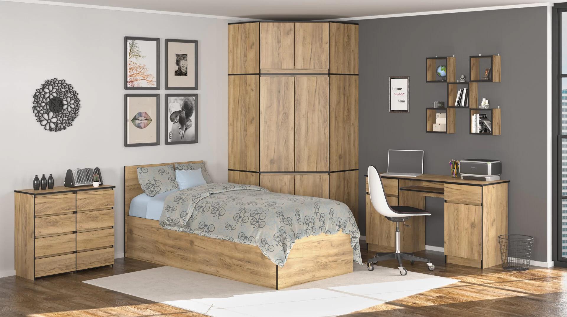 Шкаф для вещей угловой Мебель-Сервис Bruklin 4Д 100х100х179,6 см Дуб крафт золотой (27776550) - фото 3