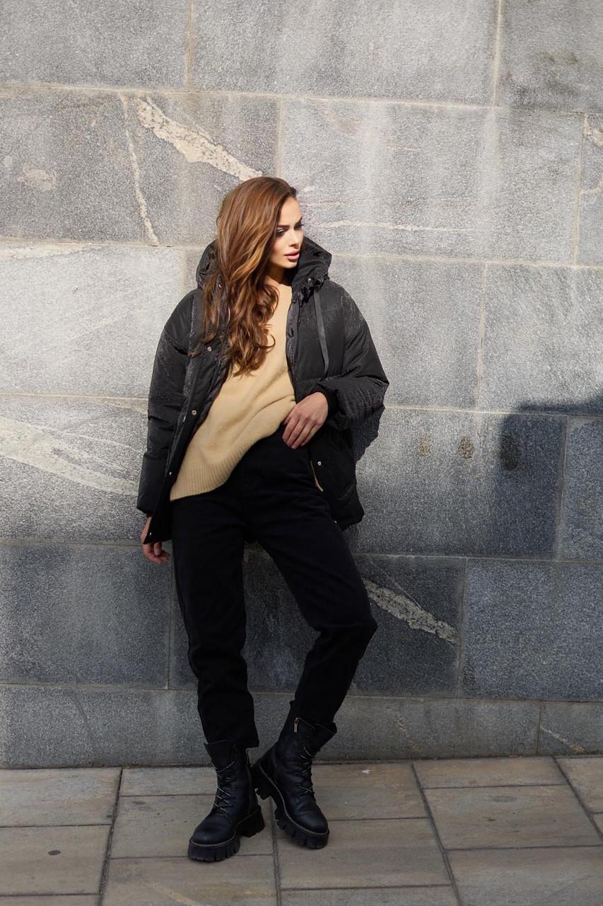 Куртка зимняя принт соты Seventeen S-M Черный - фото 2