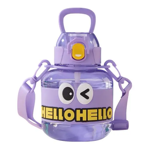 Бутылка для воды HELLO-HELLO с трубочкой 680 мл Сиреневый (HP-14-46V)