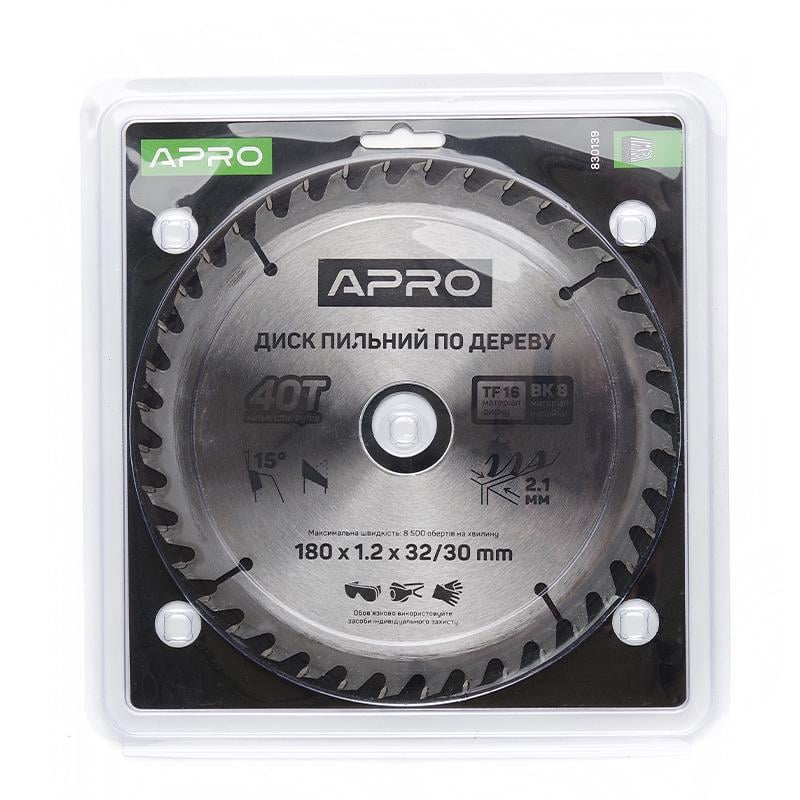Диск пильный по дереву Apro 180х32/30х40T (830139) - фото 2