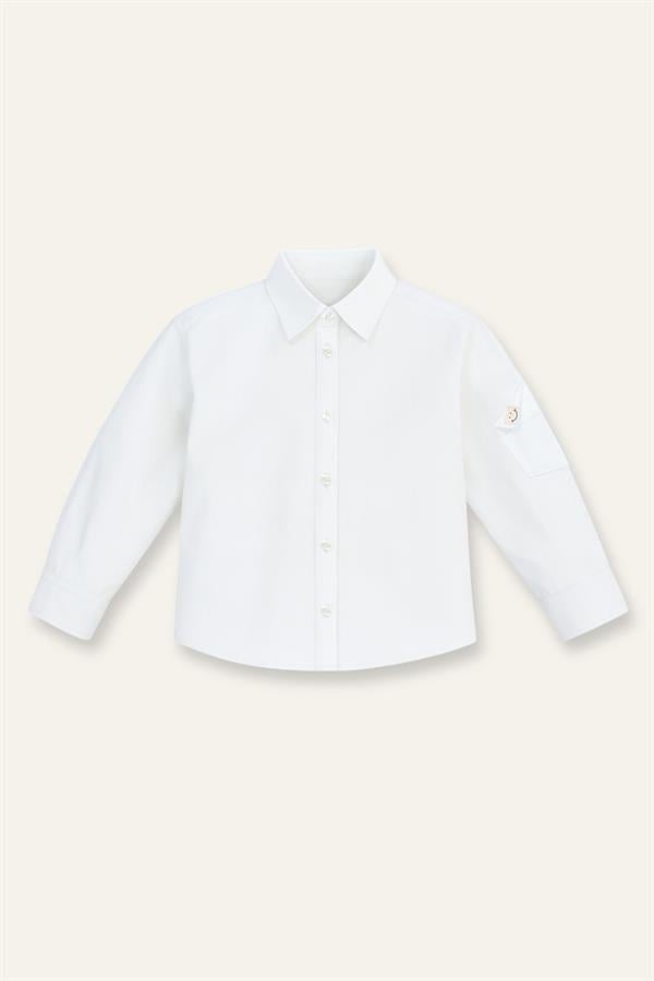 Рубашка поплиновая для девочки с карманами Zeyland 7-8 лет 128 см Белый (8683169188769)