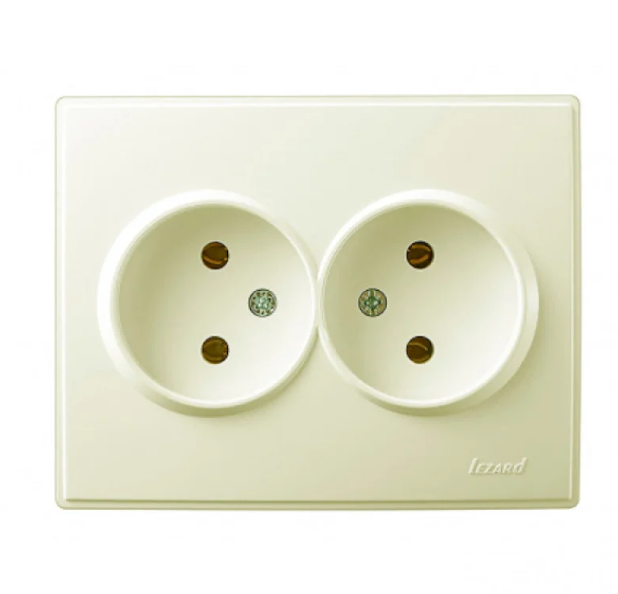 Розетка подвійна Lezard Lesya без заземлення Кремовий (26397143)