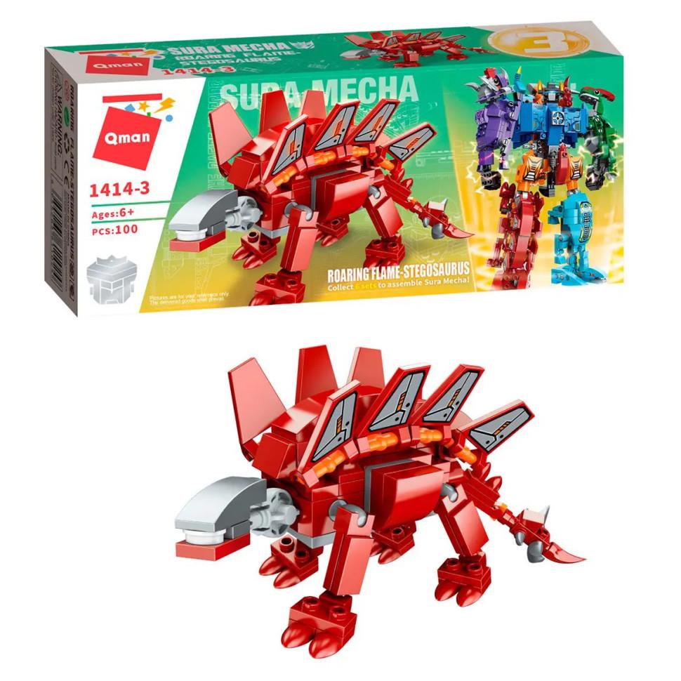 Конструктор дитячий Qman 1414-1-6 Stegosaurus трансформер робот/динозавр 93 дет. (RLT24109s31407)