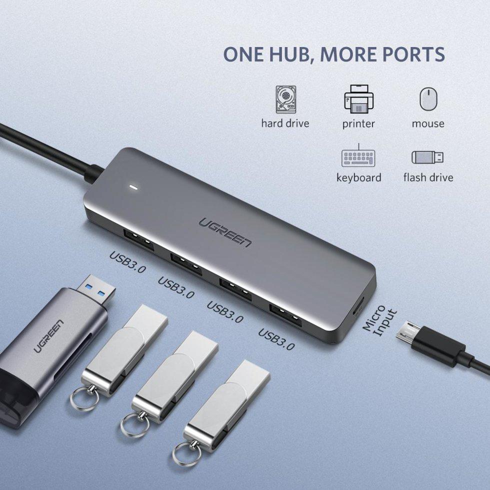 Хаб USB UGREEN CM219 4в1 Space Grey (50985) - фото 6