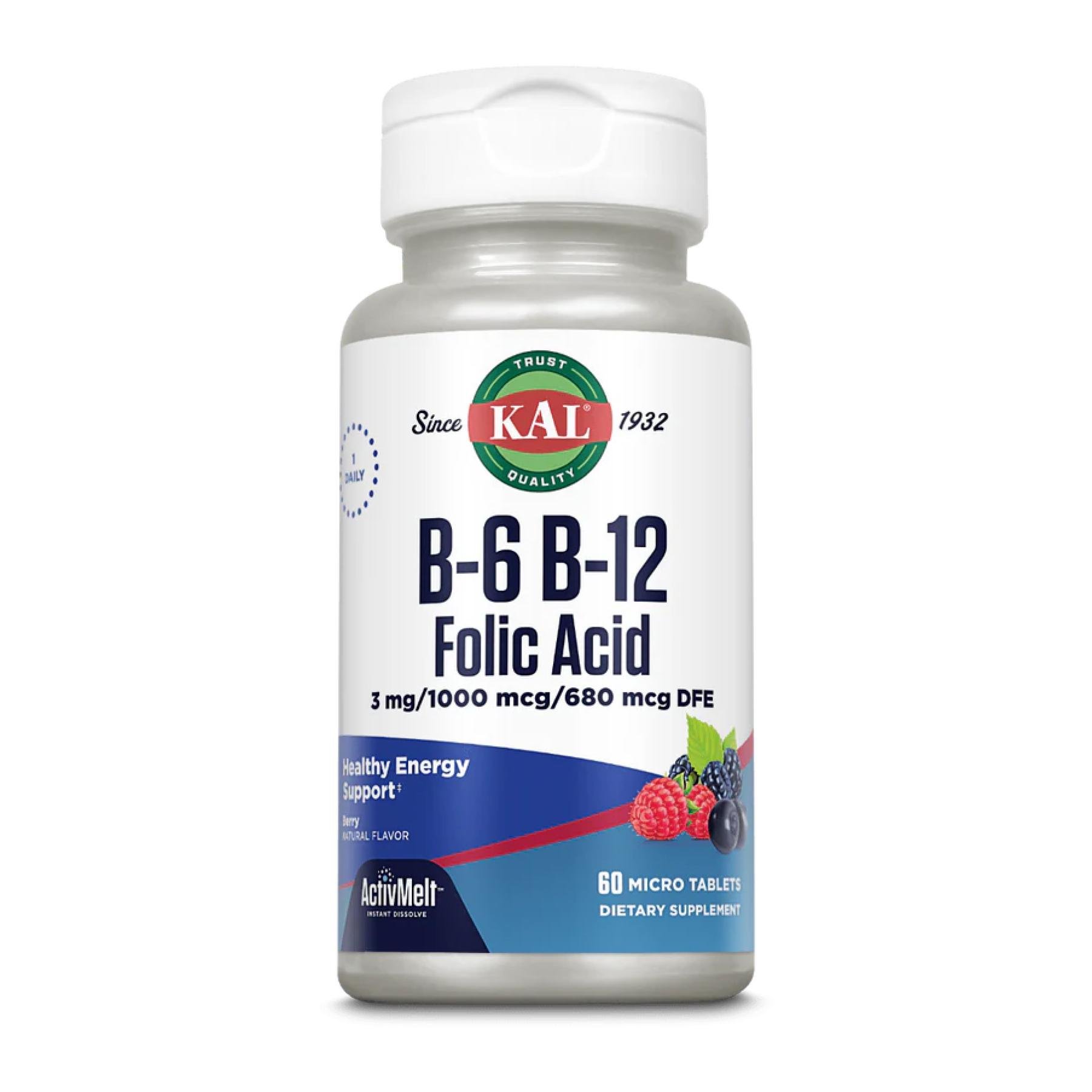 Витамин B-6 B-12 Folic Acid 60 tabs Berry (2023-10-3157)