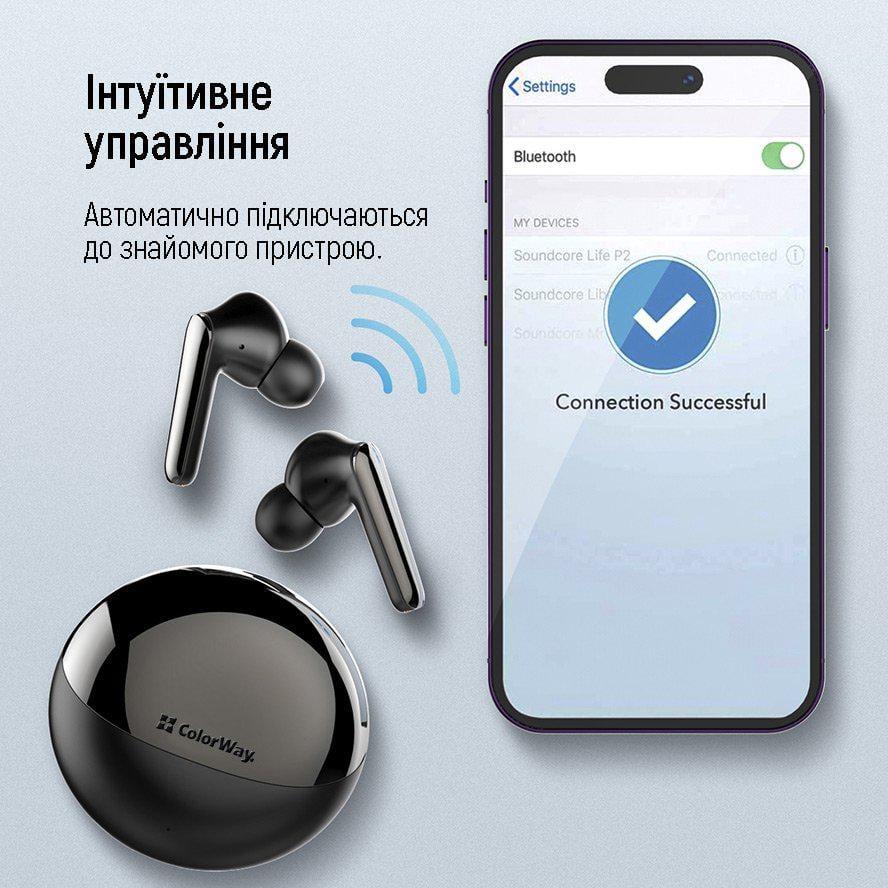 Навушники СolorWay TWS-3 Earbuds Black (CW-TWS3BK) - фото 8