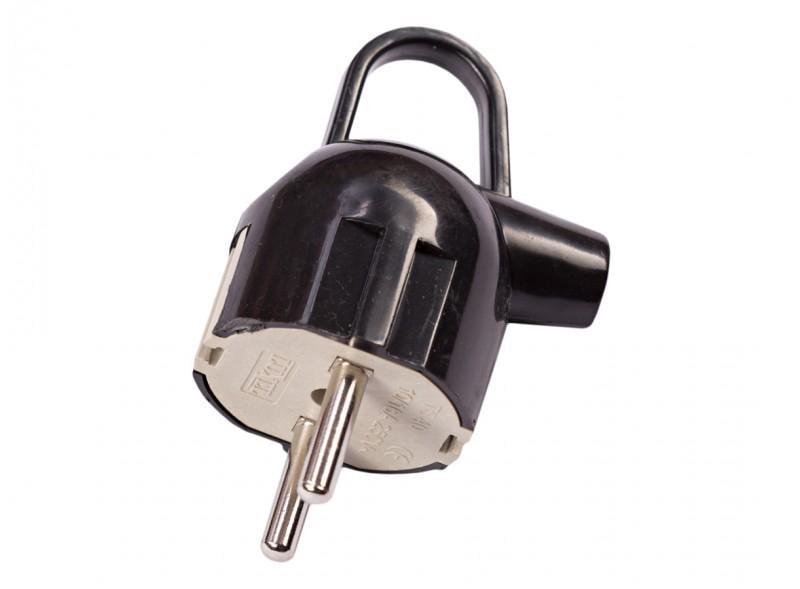 Вилка кутова Luxel 1111 з заземленням та вушком Чорний (27848302)