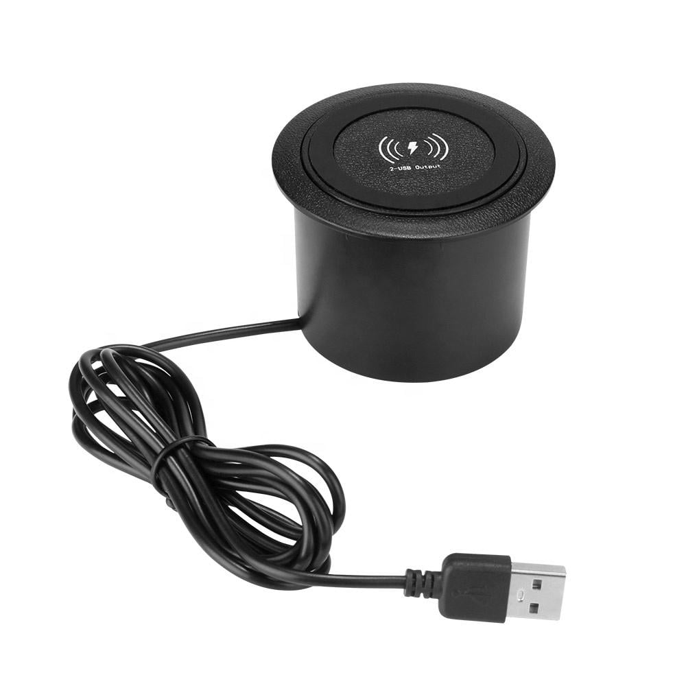 Беспроводная зарядка для столешницы QI 2 USB Blue Shark 30 W (BST-QW)