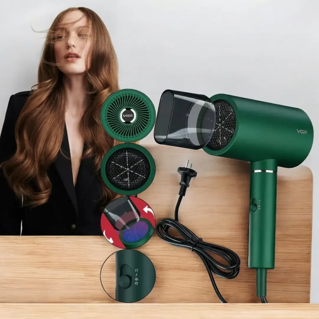 Фен для волосся VGR V-431 для сушіння та укладання 1800 Вт 2 швидкості Зелений (8639) - фото 2 Фен для волосся VGR V-431 для сушіння та укладання 1800 Вт 2 швидкості Зелений (8639) - фото 2