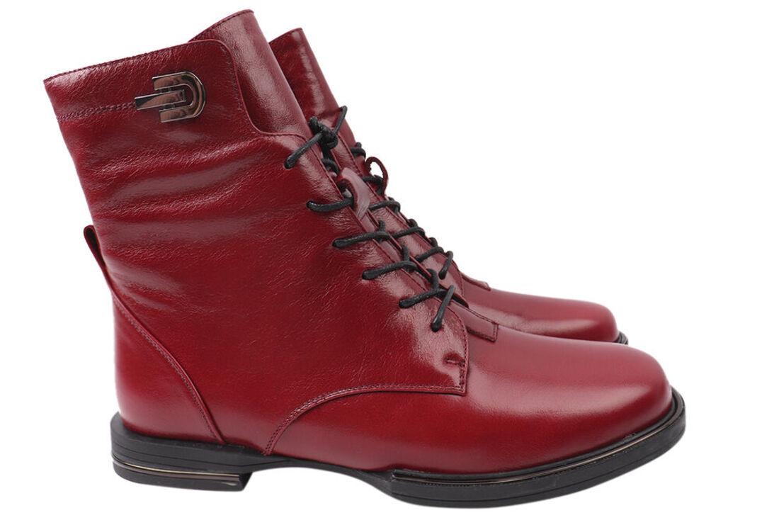 Черевики жіночі Vidorcci зі шкіри на низькому ходу на шнурівці р. 37 Червоний (19-21DHC)