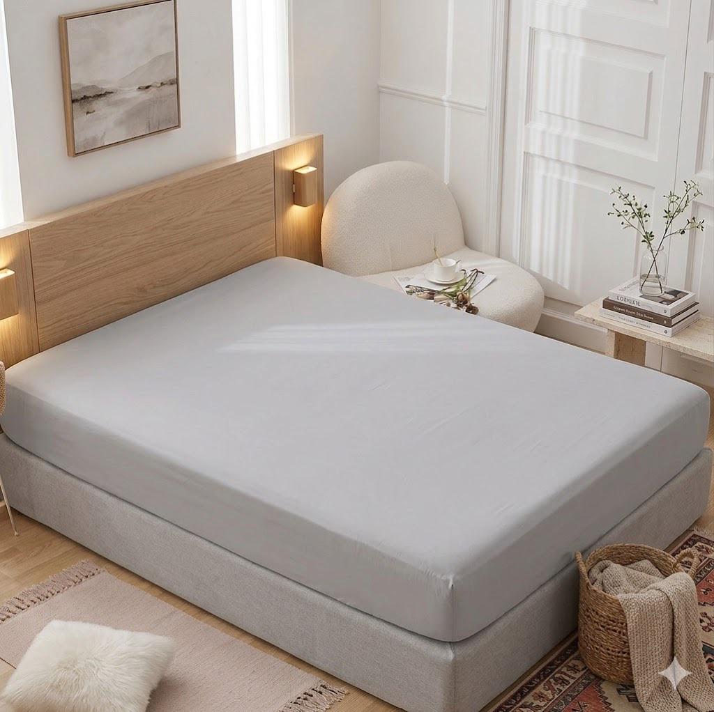 Велюровая простыня на резинке Koloco 160x200/25 см Серый