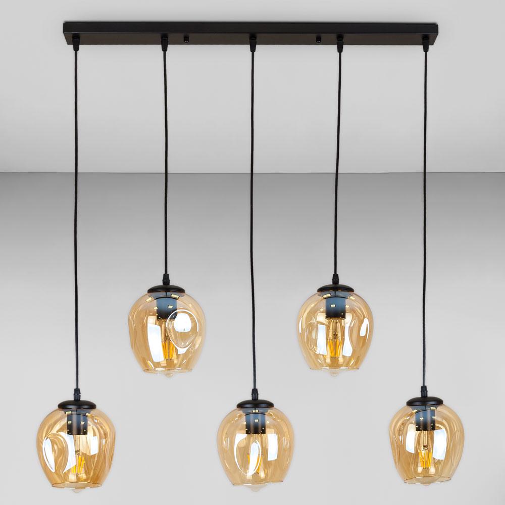 Люстра подвесная лофт Light House LS-17191F-5 BK/BR 700 Черный/Янтарный