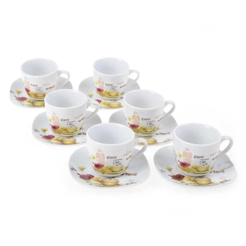 Набір кавових чашок з блюдцями Lora NP87 6х6 120мл Набір кавових чашок з блюдцями Lora NP87 6х6 120мл