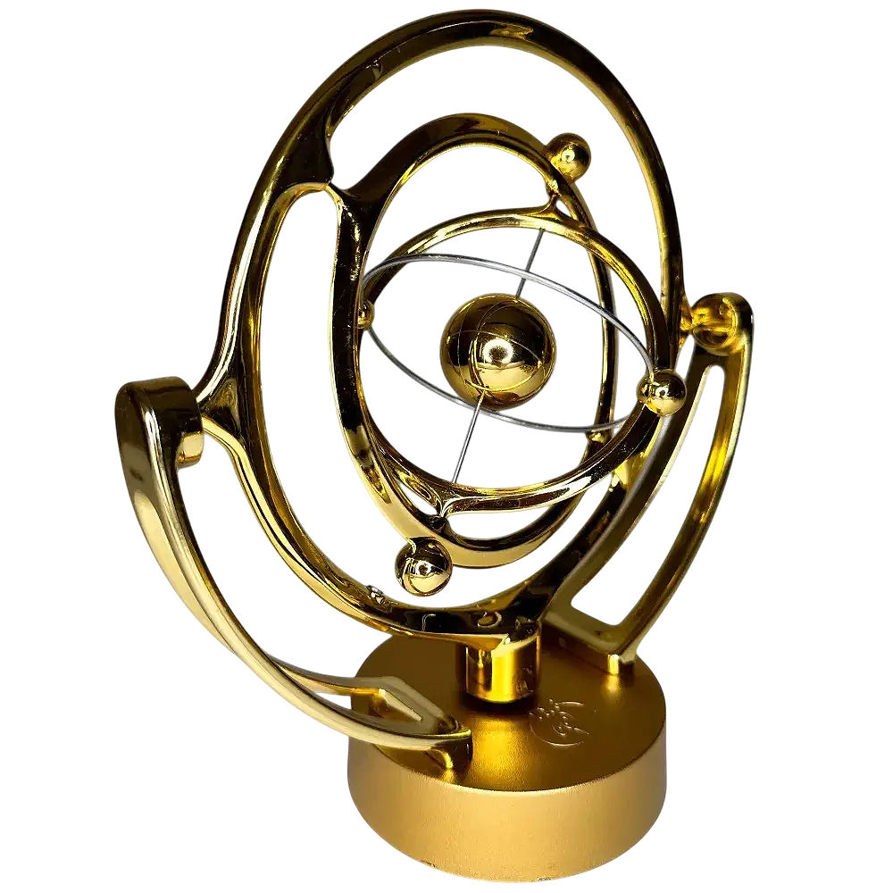 Вічний двигун Маятник стереотону настільний від USB або AA батарейок Золотистий (1049G)