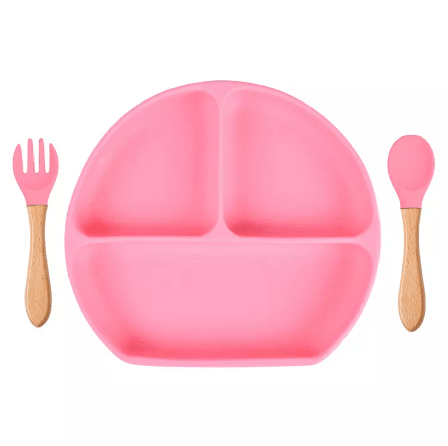 Тарелка силиконовая трехсекционная Розовый (10709) - фото 2