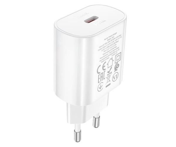 Устройство зарядное сетевое Hoco N22 PD25W 3.0A с кабелем Type-C to Type-C 1 м White