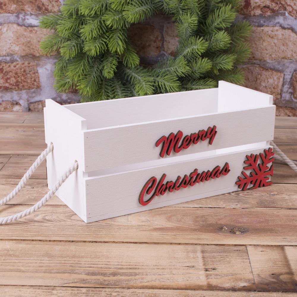 Ящик деревянный Merry Christmas Белый (4557-2)