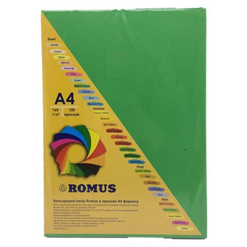 Бумага цветная Romus A4 160 г/м2 100 л. Темно-зеленый (R51444)