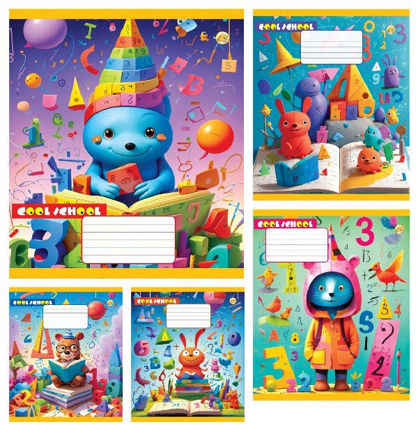 Зошити учнівські Тетрада Cool school в клітинку тверда палітурка 12 арк. 25 шт. (MTT-199145)