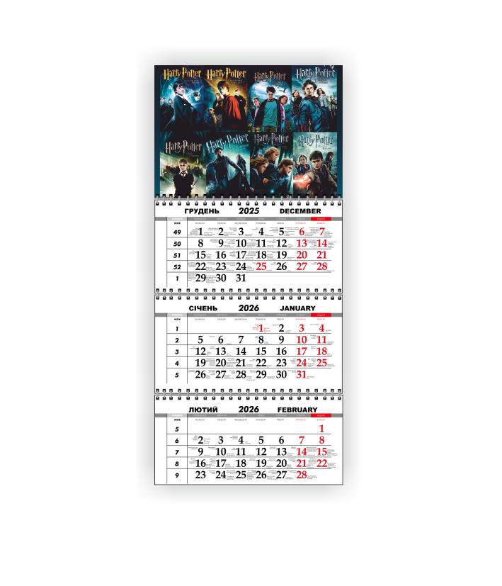 Календарь настенный квартальный Vivay Гарри Поттер на 2026 год (31064181)