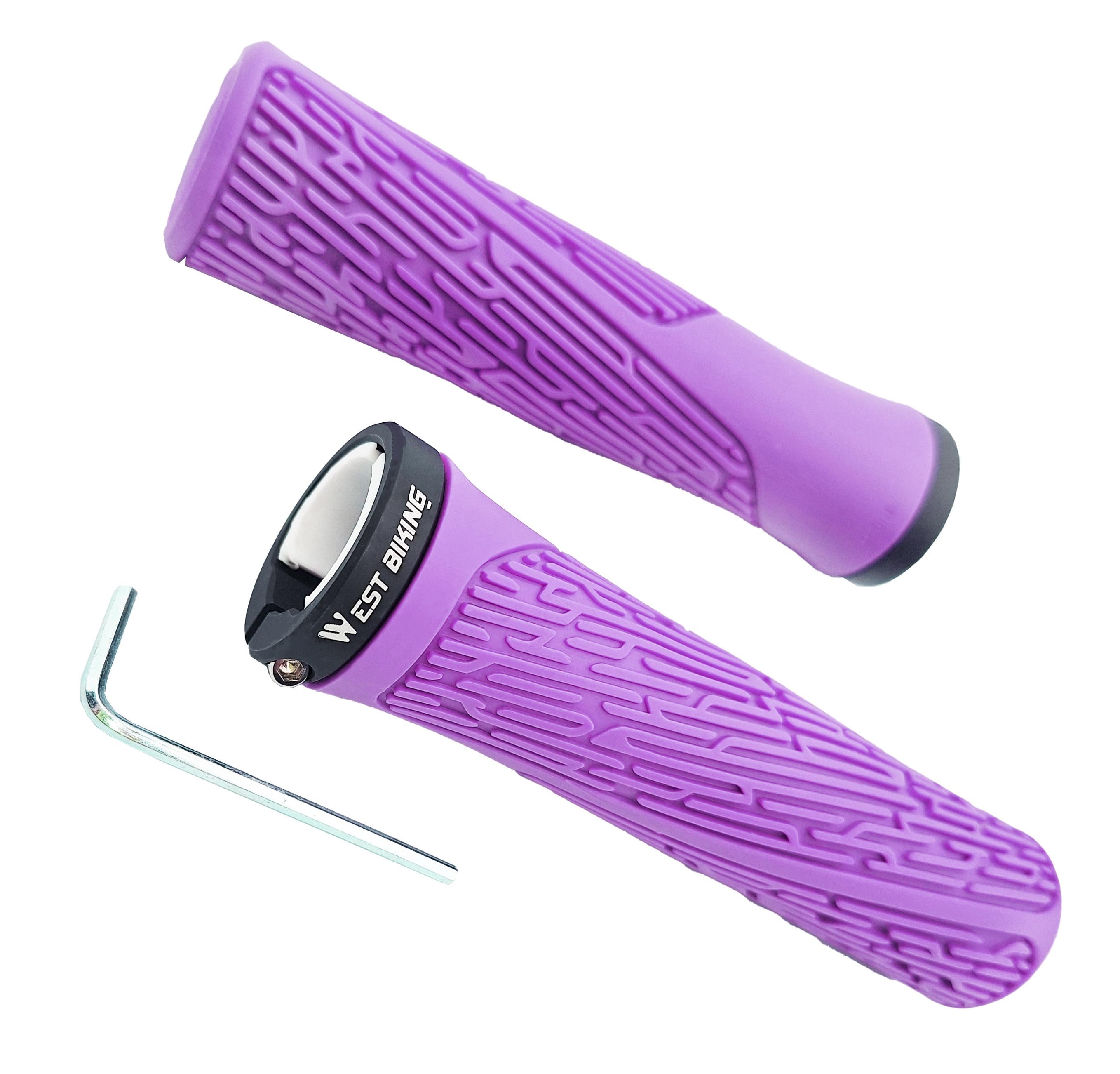 Грипсы West biking YP0804061 прямые 130 мм с алюминиевым замком Фиолетовый (G0000975)
