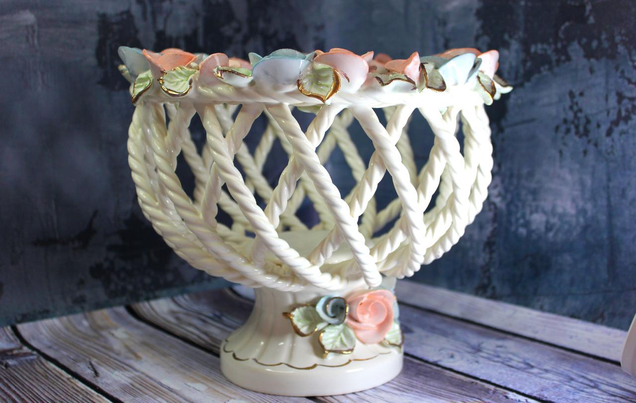 Конфетница Валенсия керамическая ручной работы 24 см