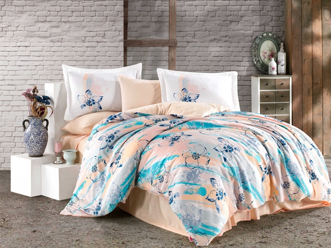 Комплект постельного белья Hobby Exclusive Sateen Brisha 200х220 см Бирюзовый