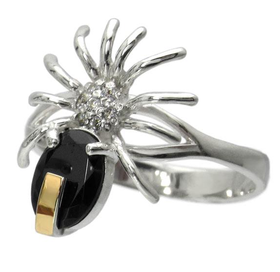 Серебряное колечко с золотой пластиной Паучок 19,5 (090к8)