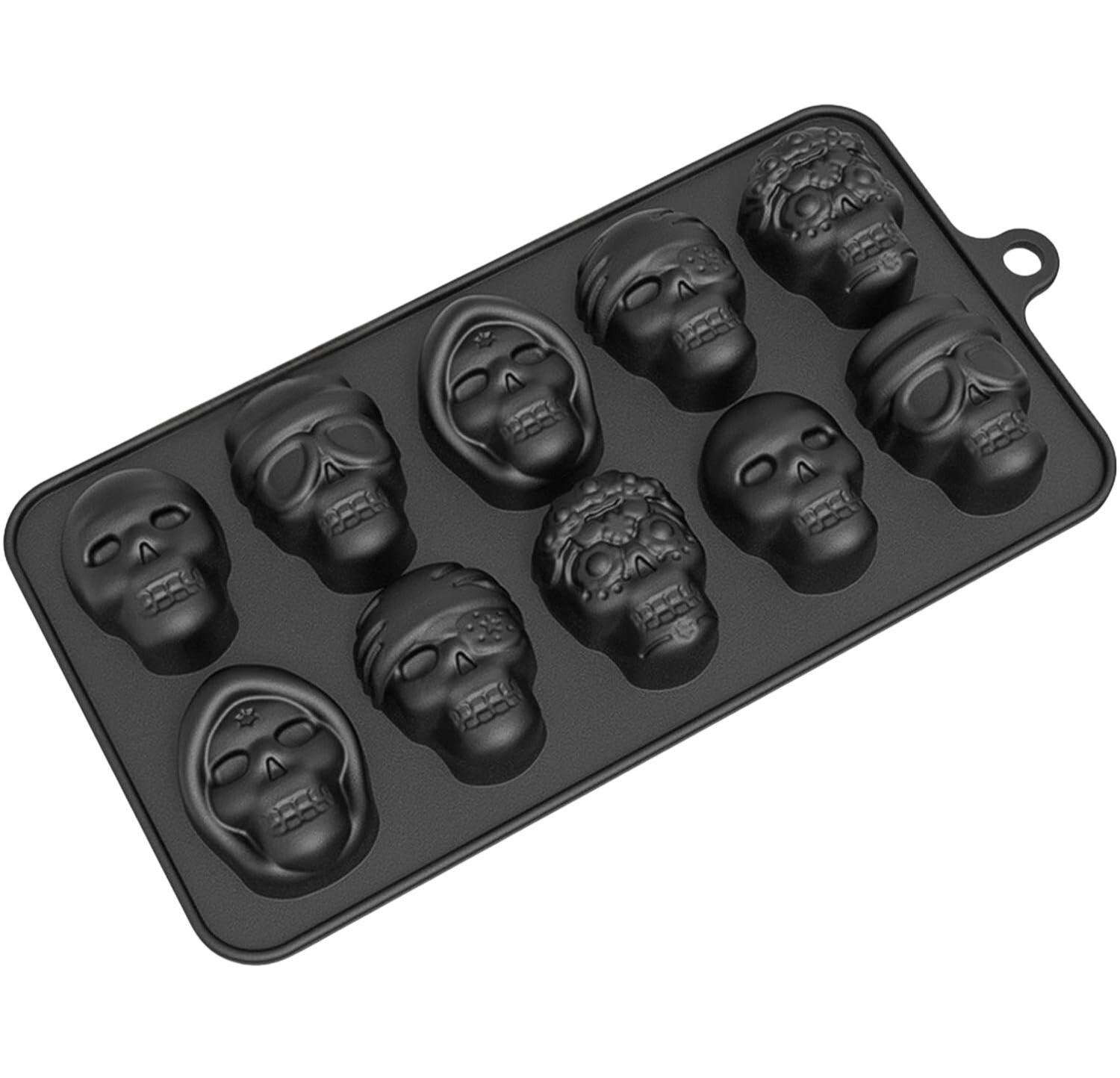 Форма для льда силиконовая в виде Черепа на 10 кубиков 22х11х2 см Черный (D-0050) Форма для льда силиконовая в виде Черепа на 10 кубиков 22х11х2 см Черный (D-0050)