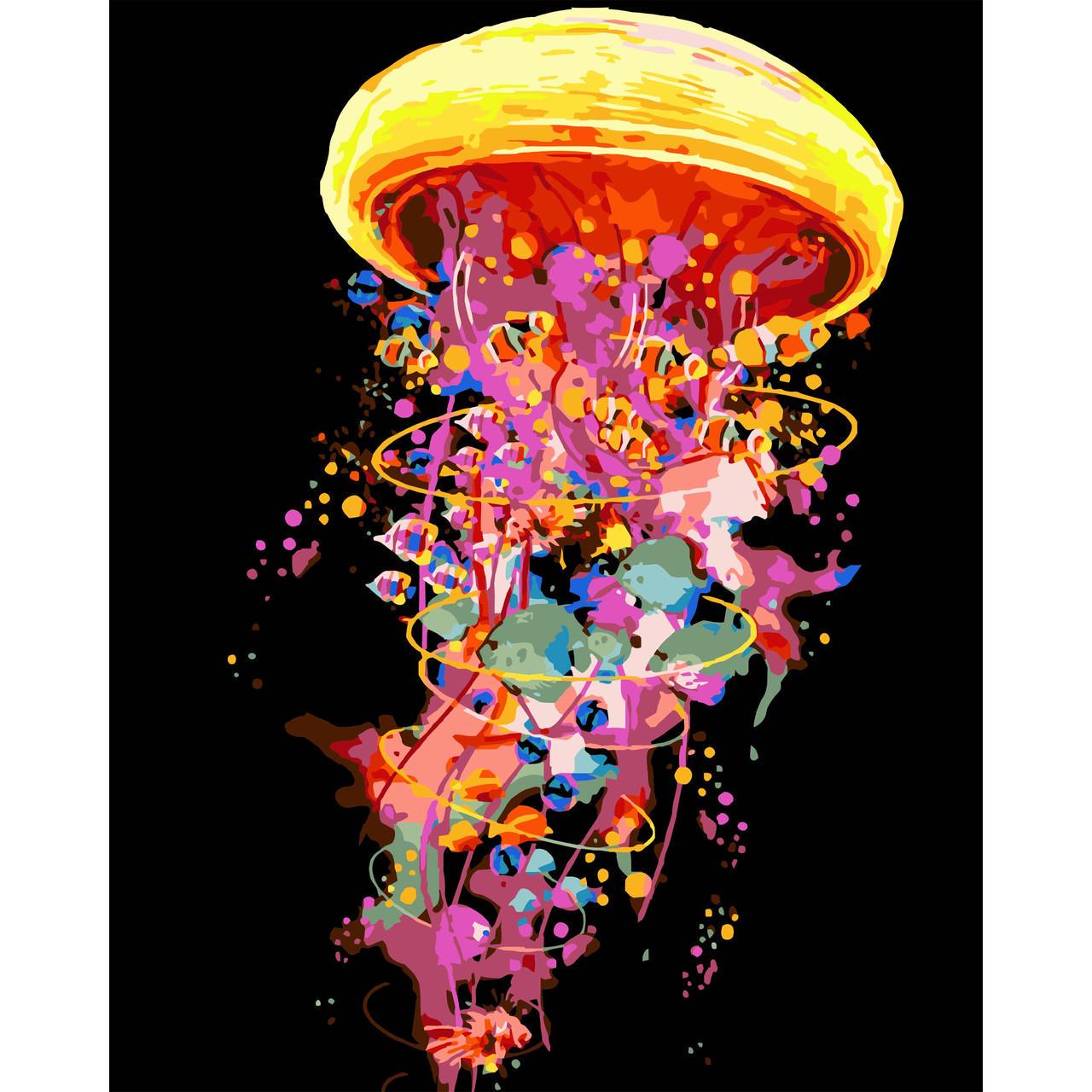 Картина по номерам Strateg Премиум Пульс океана на черном фоне 40х50 см (AH1167)