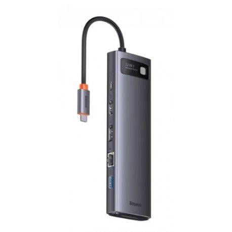 USB-хаб Baseus Metal Gleam 12in1 2USB3.1+2USB3.0+HDMI+Type-C3.1+PD+TF+SD+DP+3.5mm+RJ45 Grey (WKWG020213) - фото 3