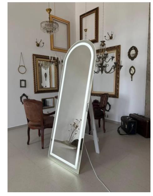 Зеркало овальное арочное безрамное напольное на ножке с подсветкой Arsv 170х70 см Белый (29067471)