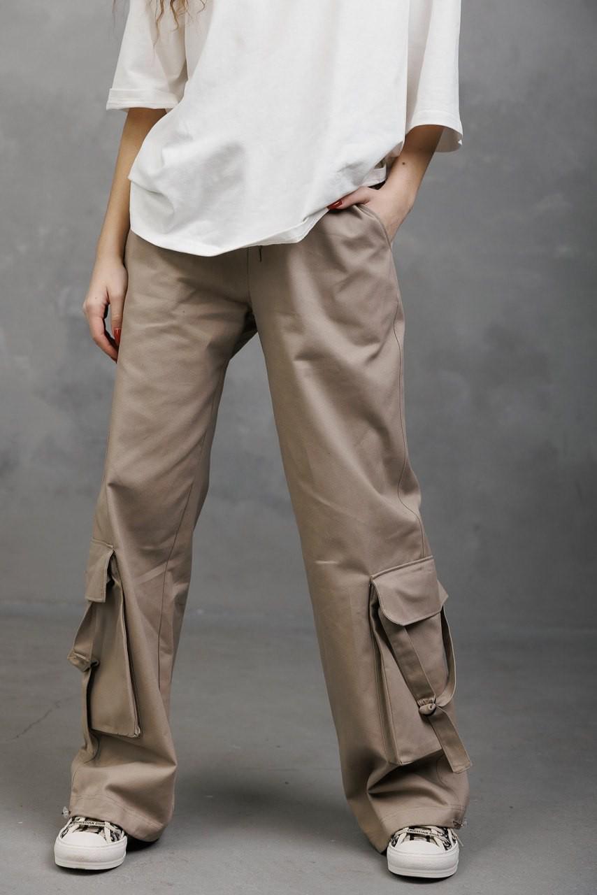 Штаны карго для девочки р. 146 Серо-бежевый (126966) Штаны карго для девочки р. 146 Серо-бежевый (126966)