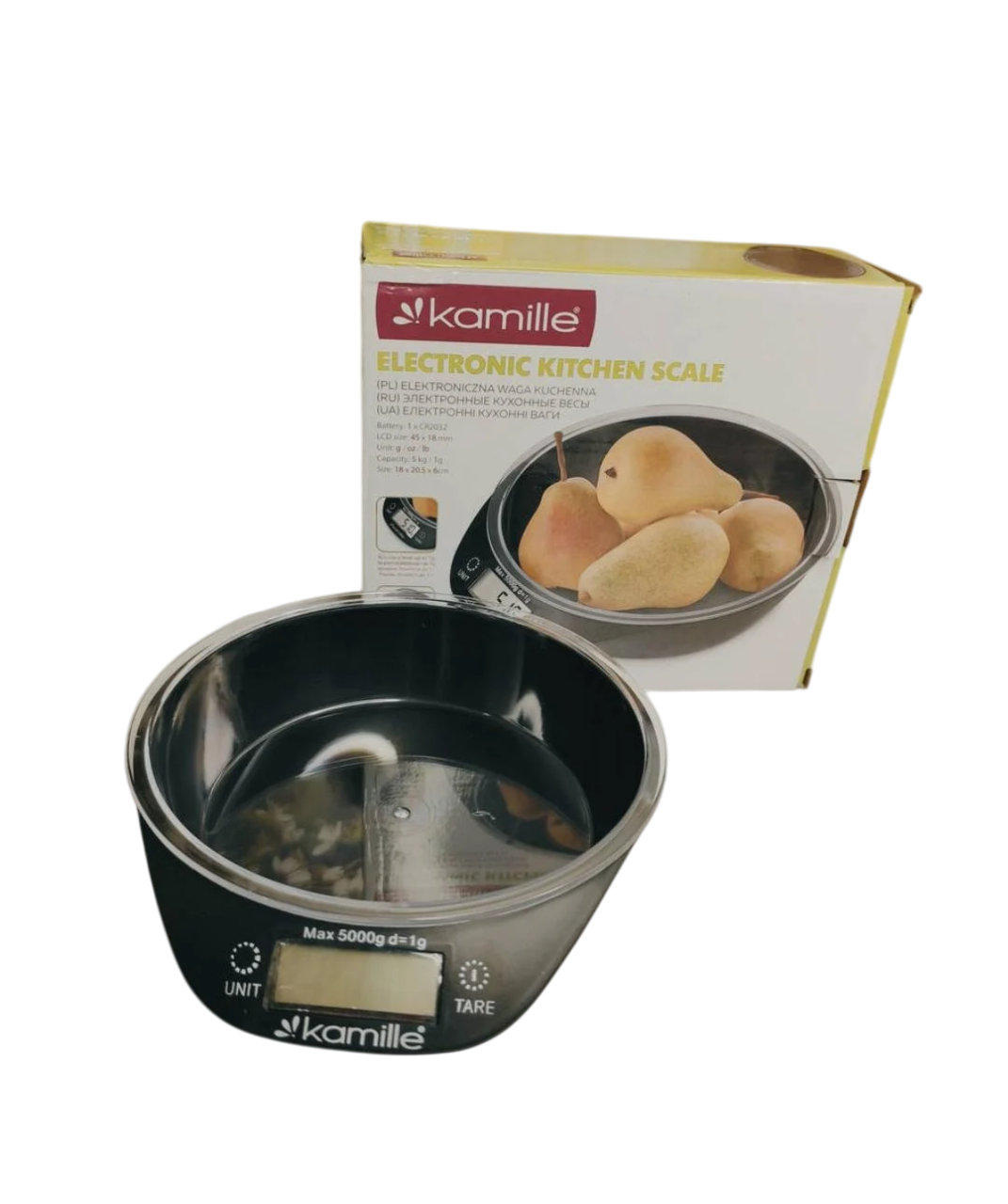 Ваги кухонні Kamille KM-7110 до 5 кг 20,5х18,4х6,1 см Чорний