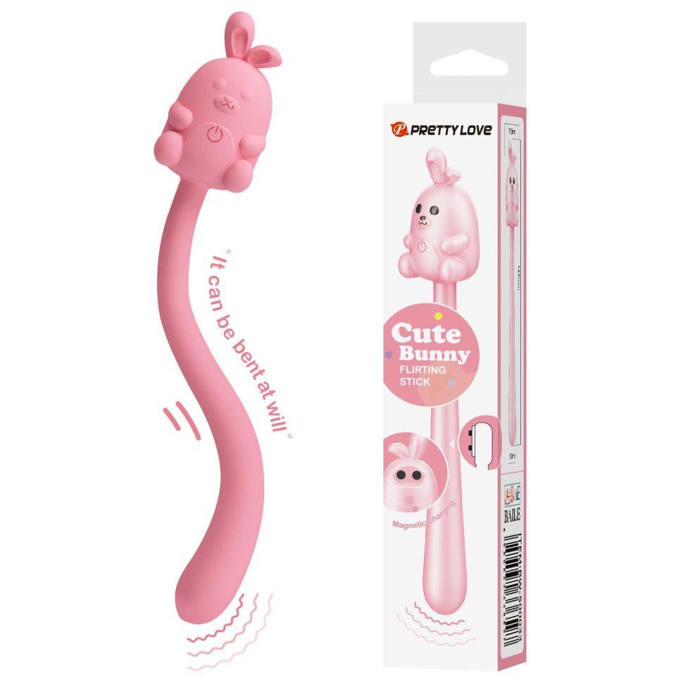 Мини-вибратор Flirting Stick 2в1 7 vibration functions Magnetic USB charging CUTE BUNNY (38024850)