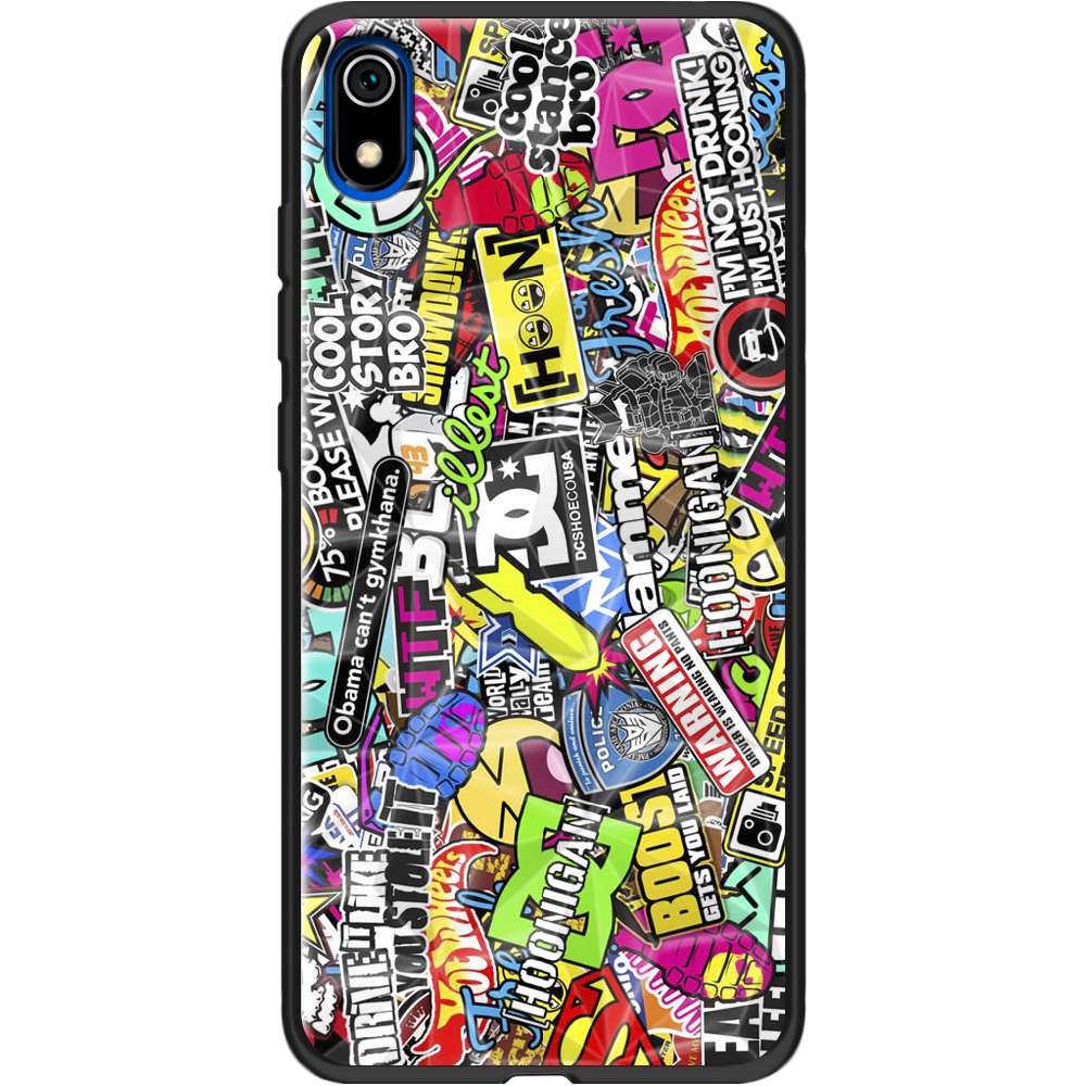 Чохол Boxface Xiaomi Redmi 7A Multicolored Inscriptions Чорний силікон із призмою(37400-up880-37869)