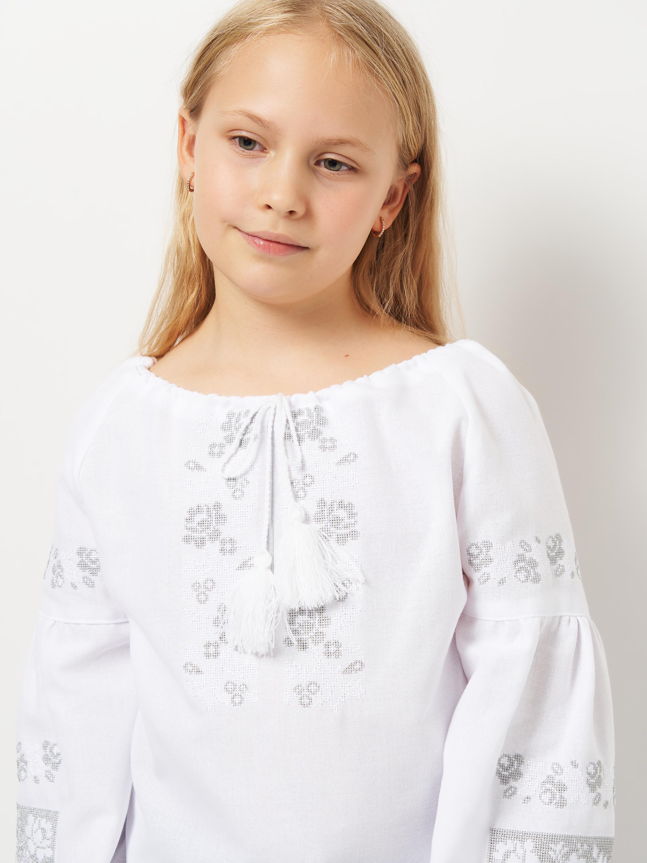 Вышиванка детская для девочки Вышиваночка р. 134 Белый (918-1) - фото 2 Вышиванка детская для девочки Вышиваночка р. 134 Белый (918-1) - фото 2