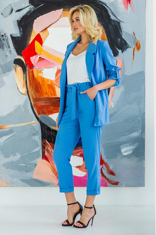 Брюки Lipar 0946 укороченные с высокой посадкой р. 40 Синий (16934976)