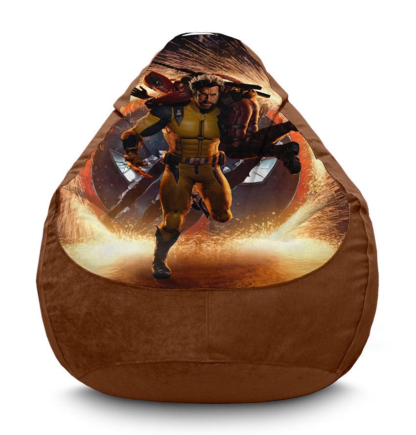 Кресло-мешок iPuff Deadpool vs Wolverine Escape флок XXXL 100х135 см Коричневый (113926-2)