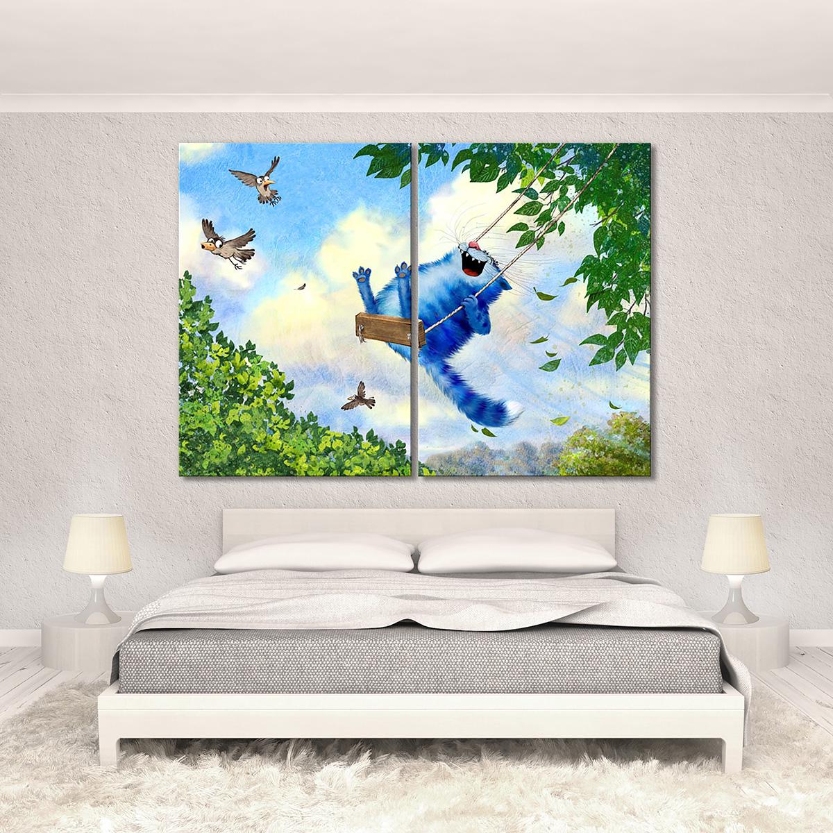 Модульная картина Котячие качели 2 модуля 60x90 см