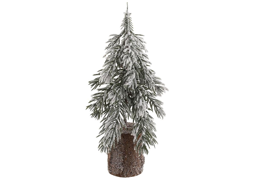 Искусственная елка декоративная заснеженная на деревянном пеньке 15х15х25 см (122-209)